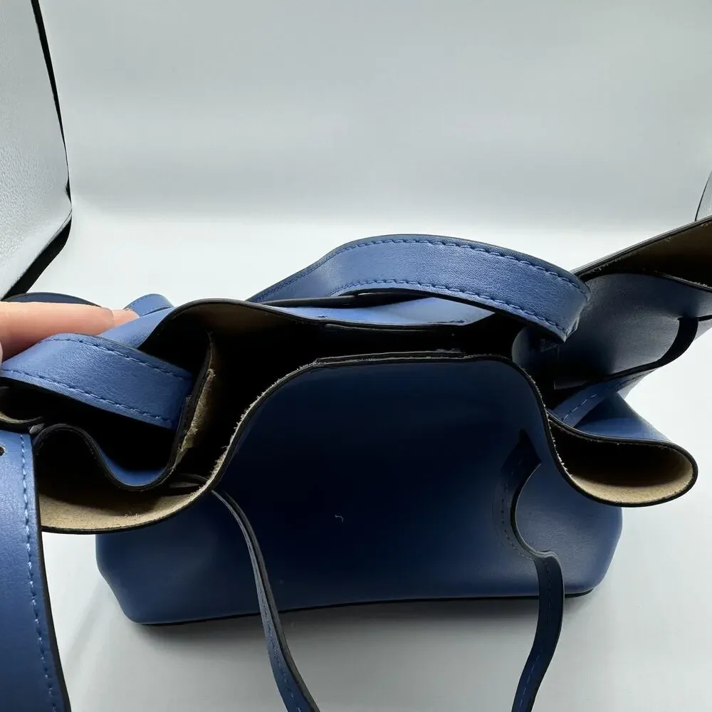 Lodis Blue Leather Drawstring Crossbody Bag - Picture 2 of 7